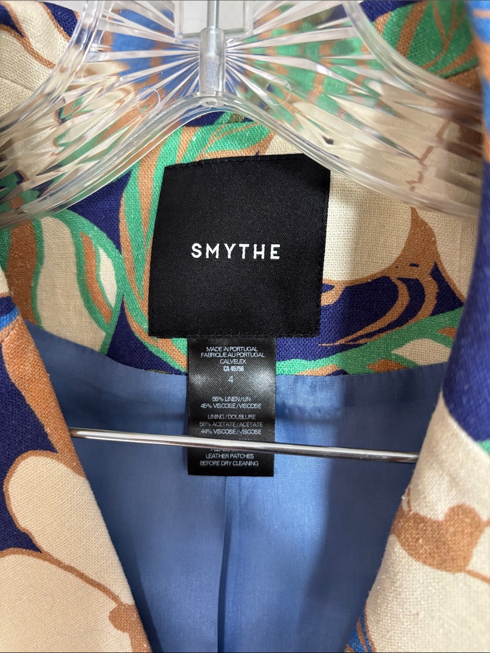 Smythe Navy Floral Tailored Blazer with Cream & Green Accents - Picture 2 of 7